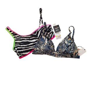 Animal Print Bikini Top Bundle Zebra & Snakeskin Design Womens Size M Brands Cal